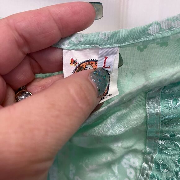 Vintage Style Green Floral & Eyelet Sundress sz L - Picture 6 of 6